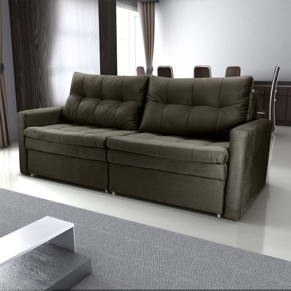 Sofá Cama Reclinável 2 Lugares 220cm Nayla Veludo Turkey Marrom Matrix Veludo Turkey Marrom - 7