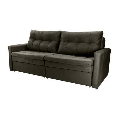 Sofá Cama Reclinável 2 Lugares 220cm Nayla Veludo Turkey Marrom Matrix Veludo Turkey Marrom