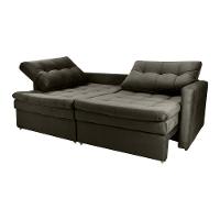 Sofá Cama Reclinável 2 Lugares 220cm Nayla Veludo Turkey Marrom Matrix Veludo Turkey Marrom - 3