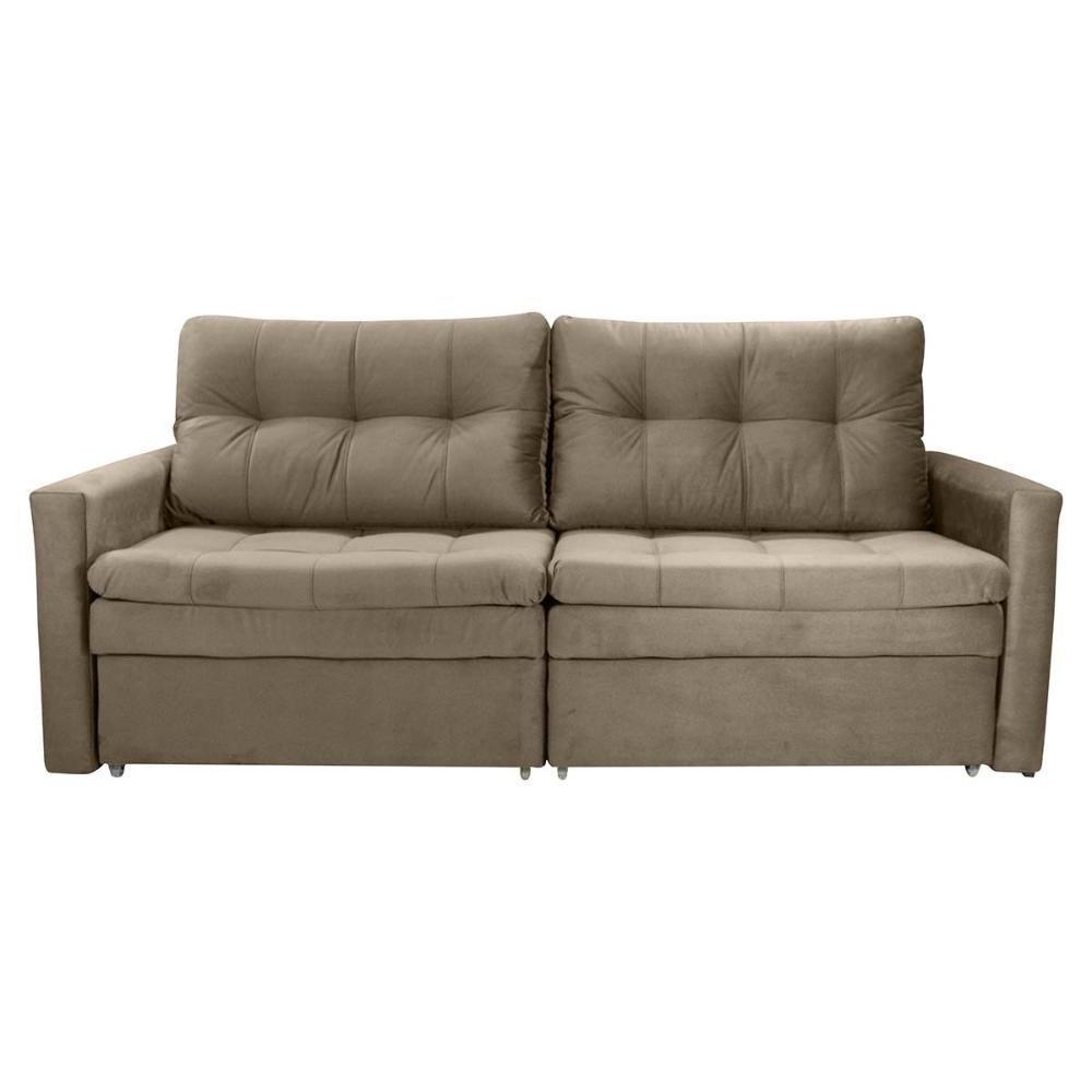 Sofá Cama Reclinável 2 Lugares 220cm Nayla Veludo Turkey Capuccino Matrix Veludo Turkey Capuccino - 5