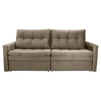 Sofá Cama Reclinável 2 Lugares 220cm Nayla Veludo Turkey Capuccino Matrix Veludo Turkey Capuccino - 5