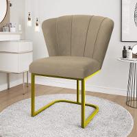 Kit 4 Cadeiras Jantar Flor Mesa Cozinha Reforçada Base Metal Dourada Capuccino - 2