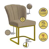 Kit 4 Cadeiras Jantar Flor Mesa Cozinha Reforçada Base Metal Dourada Capuccino - 3