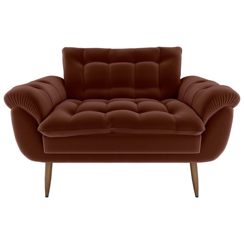 Sofá 2 Lugares Pequeno 1,25 Pés Em Madeira Maciça Xangai Veludo Ferrugem Matrix Veludo Ferrugem - 1