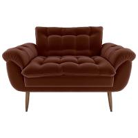 Sofá 2 Lugares Pequeno 1,25 Pés Em Madeira Maciça Xangai Veludo Ferrugem Matrix Veludo Ferrugem - 1
