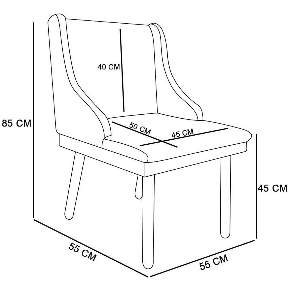 Kit 6 Cadeiras Estofadas Para Sala De Jantar Pés Palito Lia Suede Preto - Ibiza - 4