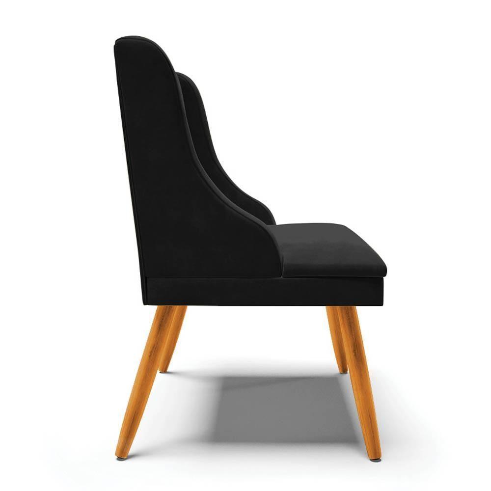 Kit 6 Cadeiras Estofadas Para Sala De Jantar Pés Palito Lia Suede Preto - Ibiza - 6