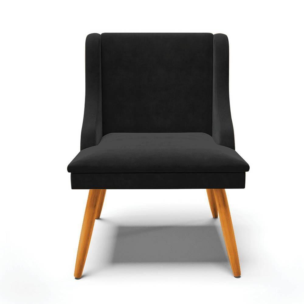 Kit 6 Cadeiras Estofadas Para Sala De Jantar Pés Palito Lia Suede Preto - Ibiza - 8