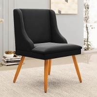 Kit 6 Cadeiras Estofadas Para Sala De Jantar Pés Palito Lia Suede Preto - Ibiza - 2