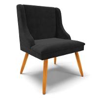 Kit 6 Cadeiras Estofadas Para Sala De Jantar Pés Palito Lia Suede Preto - Ibiza - 9