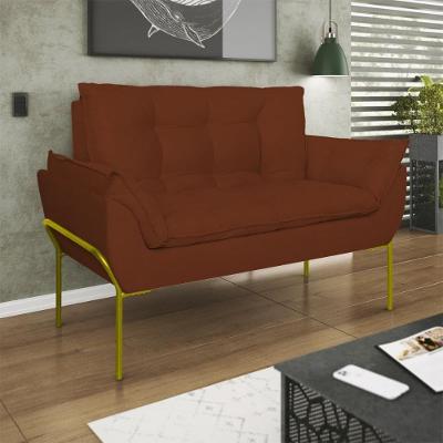 Poltrona Sofá Luxo Namoradeira Opala Recepção Escritório Terracota Suede Balaqui Estofados