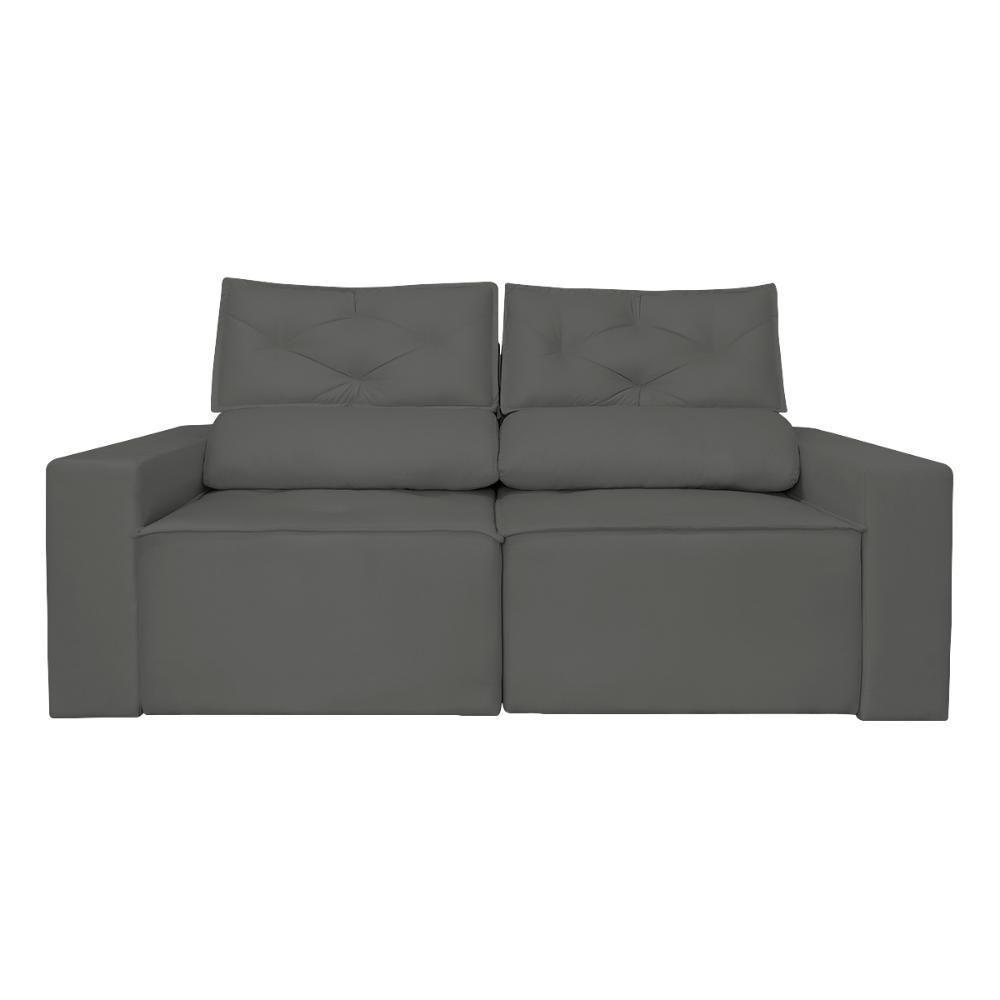 Sofá Reclinável Retrátil 3 Lugares Luxo C- Molas Balaqui Cinza - 5