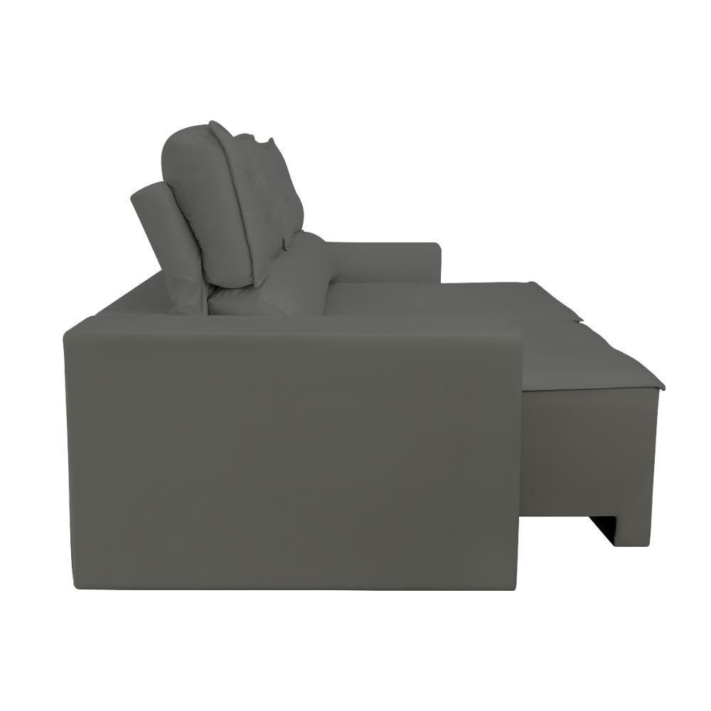 Sofá Reclinável Retrátil 3 Lugares Luxo C- Molas Balaqui Cinza - 8