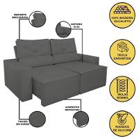 Sofá Reclinável Retrátil 3 Lugares Luxo C- Molas Balaqui Cinza - 3