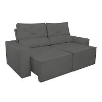 Sofá Reclinável Retrátil 3 Lugares Luxo C- Molas Balaqui Cinza - 6