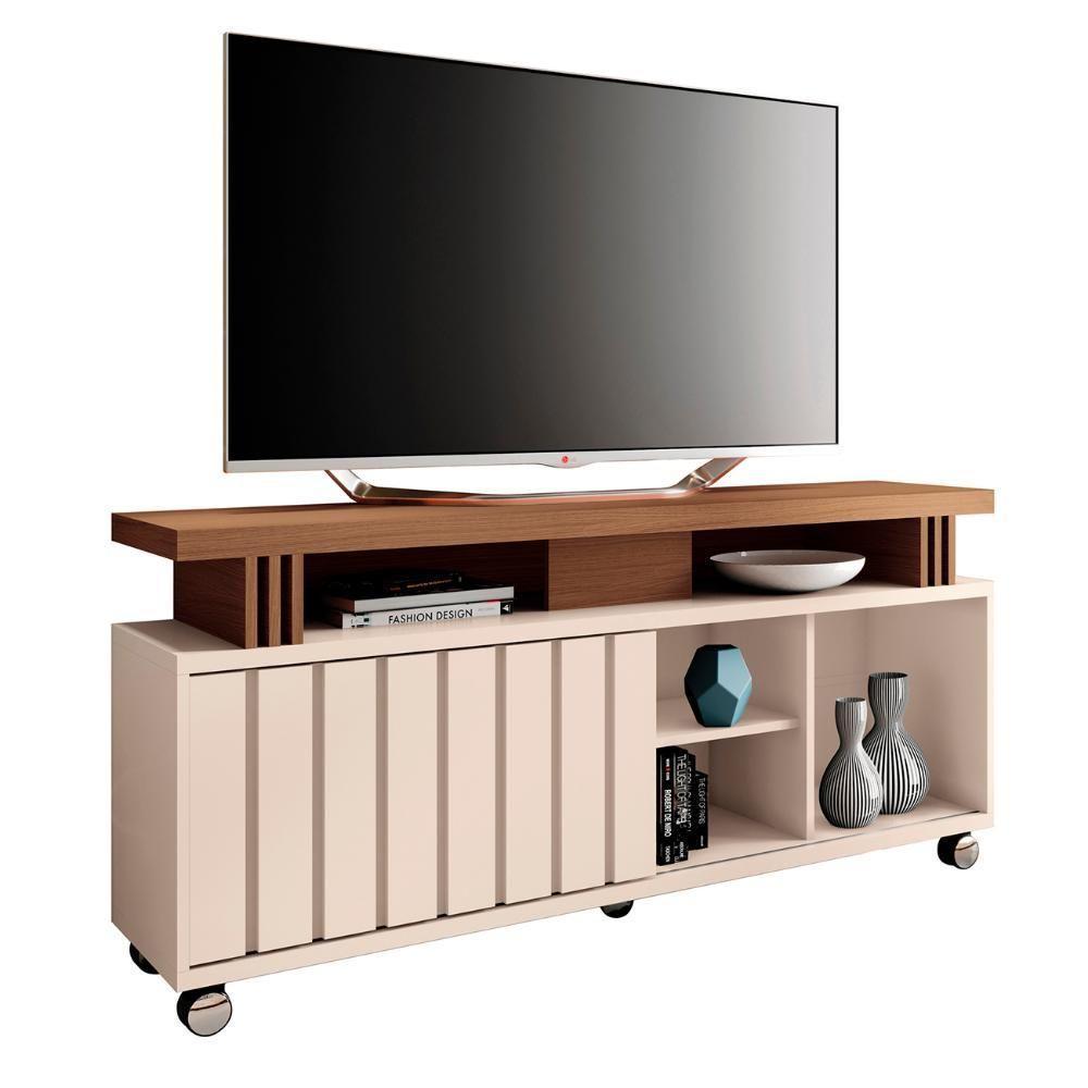 Rack Bancada De Tv 50 Pol 136cm Briz Castanho/off White - Hb Móveis - 2