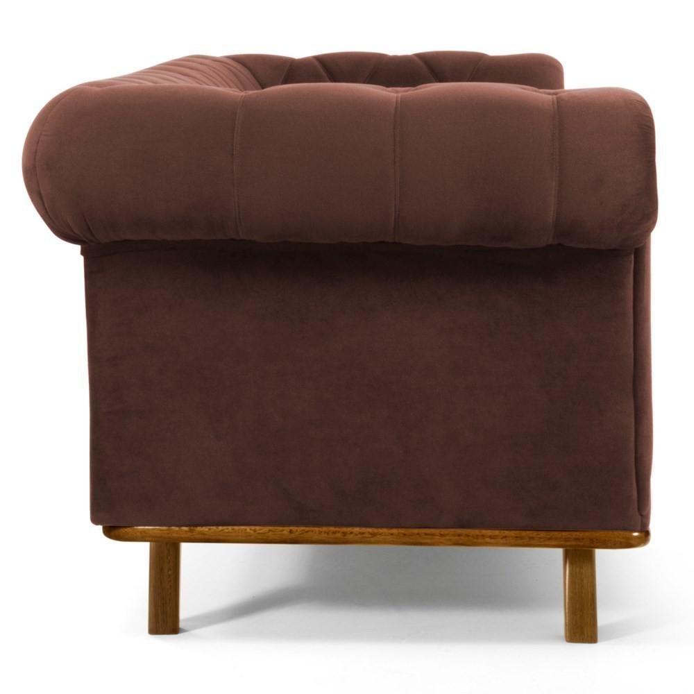 Sofá 210cm 3 Lugares Base Madeira Império C-276 Veludo Terra - Domi - 5