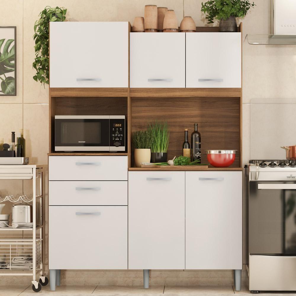 Kit Cozinha Compacta 6 Portas 2 Gavetas Harmonia D02 Amendola/branco - Mpozenato - 2