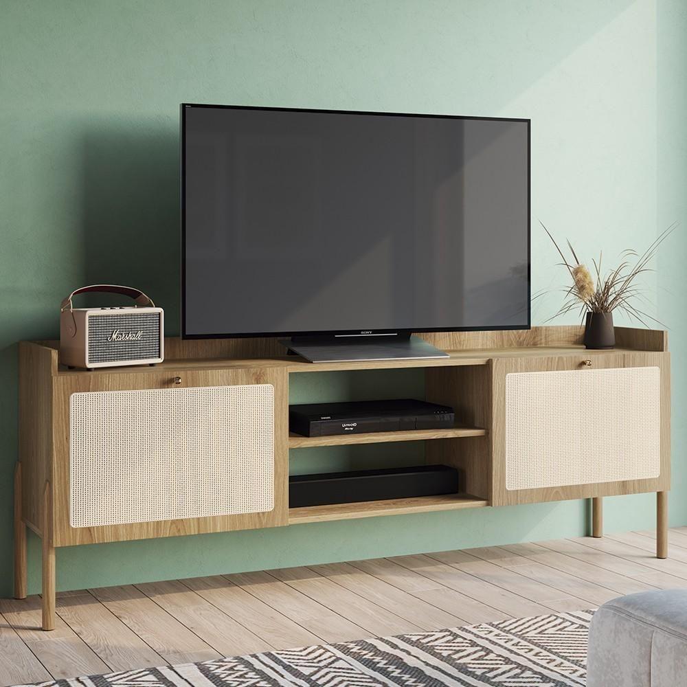 Rack Para Sala Bancada De Tv 65 Pol Pés Madeira Arlo A10 Hanover - Mpozenato - 2