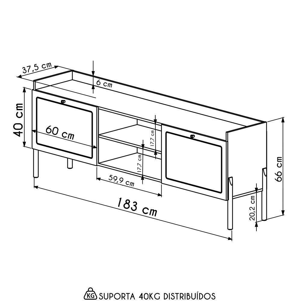 Rack Para Sala Bancada De Tv 65 Pol Pés Madeira Arlo A10 Hanover - Mpozenato - 4