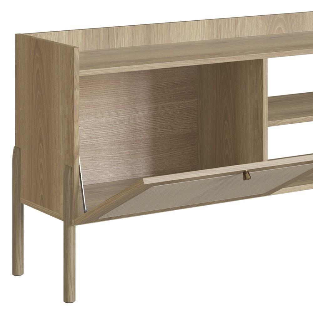 Rack Para Sala Bancada De Tv 65 Pol Pés Madeira Arlo A10 Hanover - Mpozenato - 9