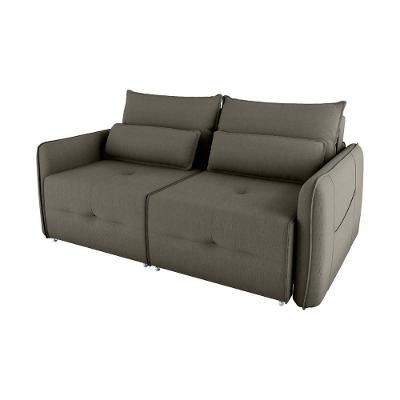 Sofá Cama 2 Lugares Com Almofadas 205cm Celine Suede Capuccino Matrix Suede Capuccino