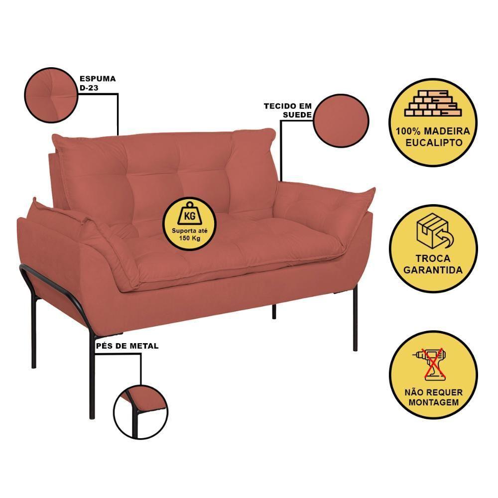 Namoradeira 2 Lugares Reforçada 2 Lugares Preto Balaqui Rosa - 2