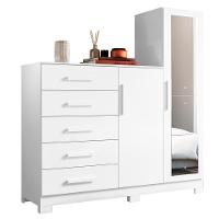 Guarda Roupa Cômoda Com Espelho 158cm Suiça A02 Branco - Mpozenato - 1