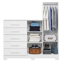 Guarda Roupa Cômoda Com Espelho 158cm Suiça A02 Branco - Mpozenato - 5