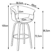 Kit 4 Banquetas Giratória Alta Com Encosto Base Madeira Ravi R02 Sintético Marrom - Mpozenato