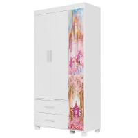 Guarda Roupa Infantil 89cm Com 3 Portas Carruagem Rosa Z53 - Mpozenato - 1