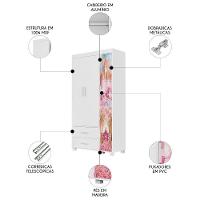 Guarda Roupa Infantil 89cm Com 3 Portas Carruagem Rosa Z53 - Mpozenato - 3