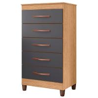 Cômoda Para Quarto 5 Gavetas 56cm Thais A02 Freijó/titanium - Mpozenato - 1
