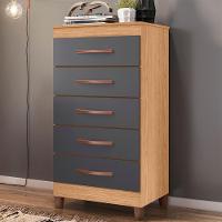 Cômoda Para Quarto 5 Gavetas 56cm Thais A02 Freijó/titanium - Mpozenato - 2
