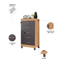 Cômoda Para Quarto 5 Gavetas 56cm Thais A02 Freijó/titanium - Mpozenato - 3