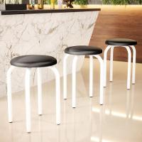 Kit 10 Banquetas Baixas Empilháveis Em Aço Maviê Sintético Preto/branco - Mpozenato - 2