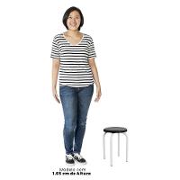 Kit 10 Banquetas Baixas Empilháveis Em Aço Maviê Sintético Preto/branco - Mpozenato - 6