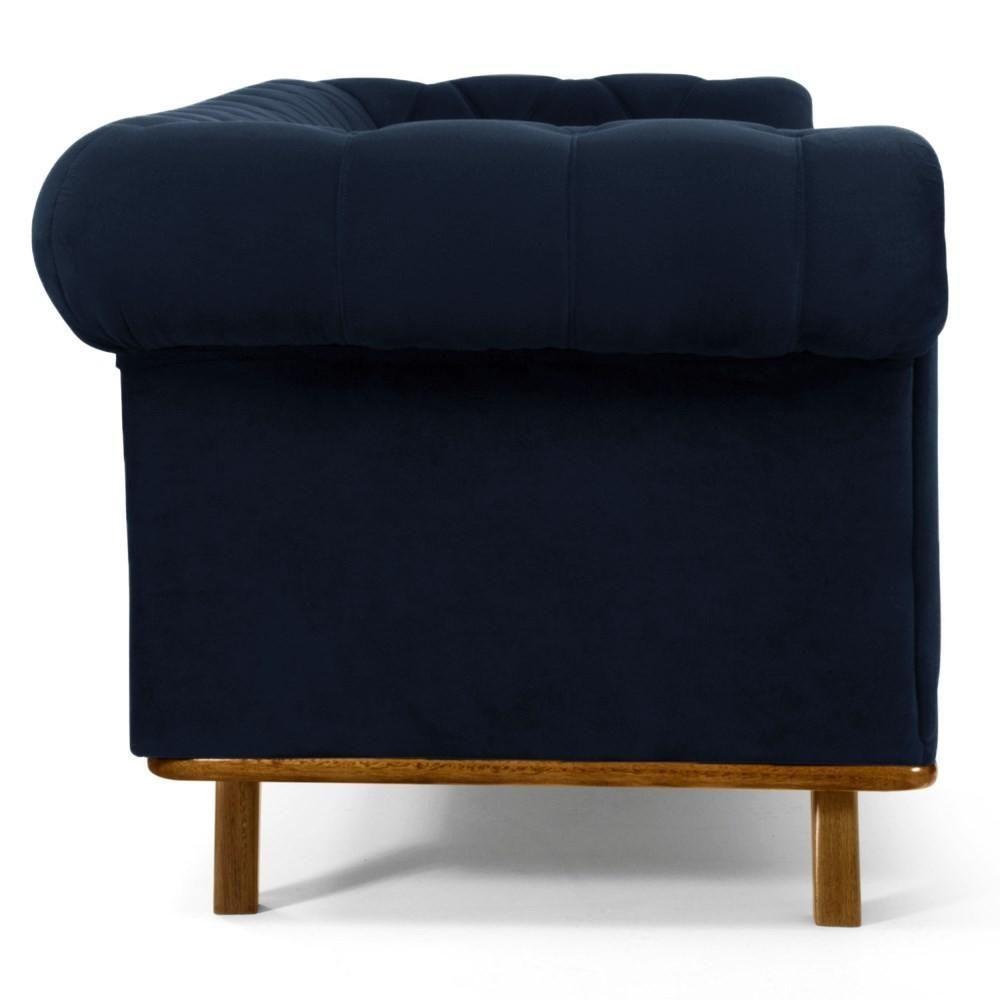 Sofá 180cm 3 Lugares Base Madeira Império C-287 Veludo Marinho - Domi - 5