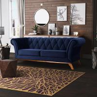 Sofá 180cm 3 Lugares Base Madeira Império C-287 Veludo Marinho - Domi - 2