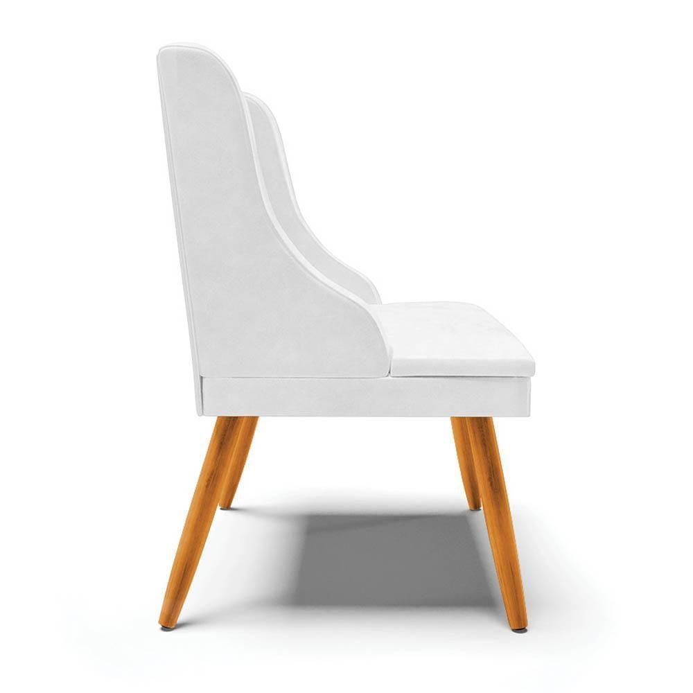 Kit 6 Cadeiras Estofadas Para Sala De Jantar Pés Palito Lia Sintético Premium Branco - Ibiza - 6