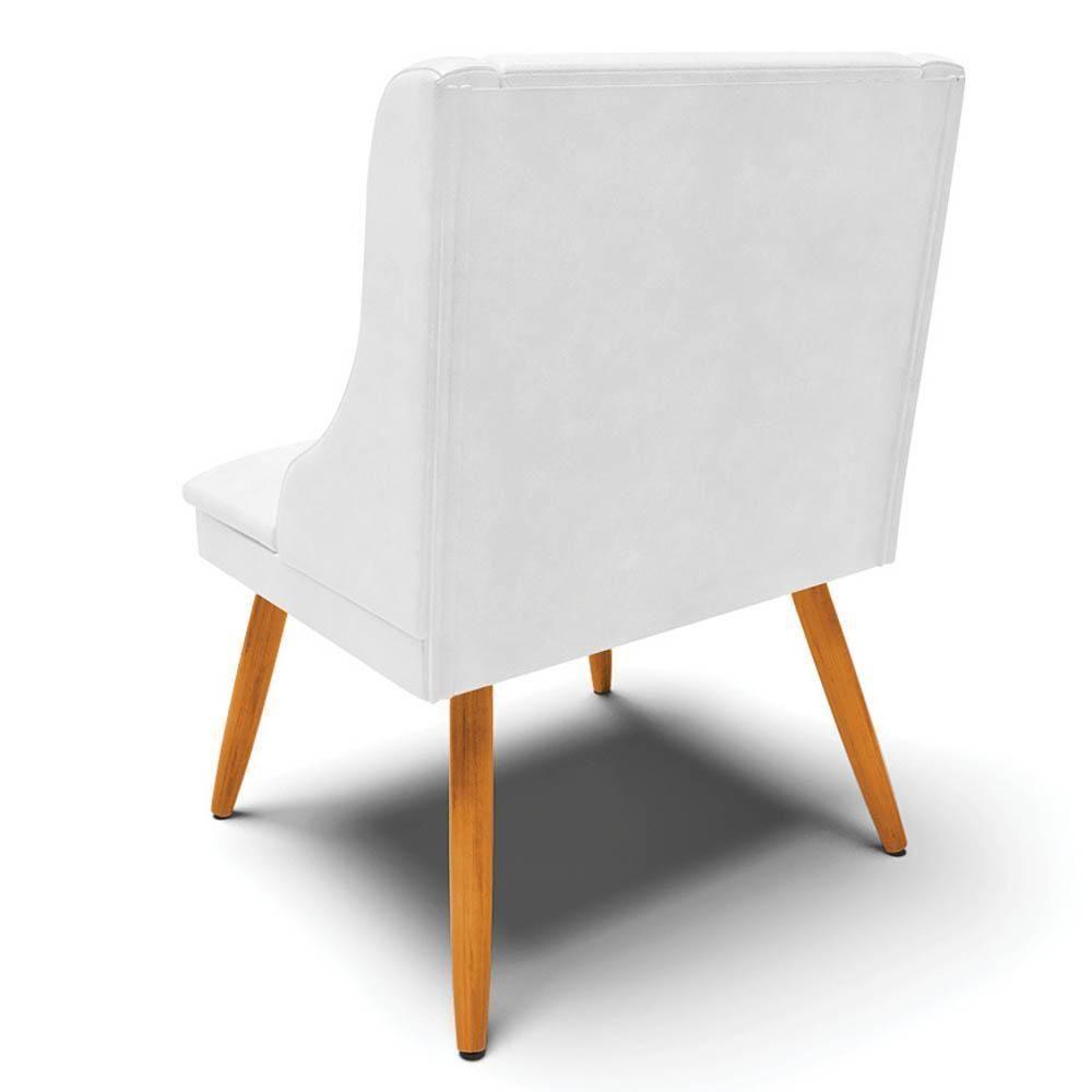 Kit 6 Cadeiras Estofadas Para Sala De Jantar Pés Palito Lia Sintético Premium Branco - Ibiza - 7