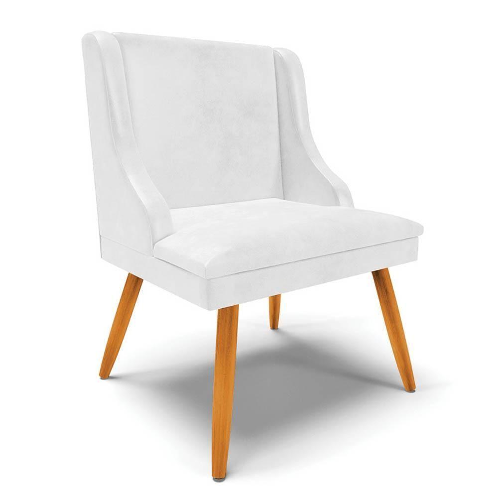 Kit 6 Cadeiras Estofadas Para Sala De Jantar Pés Palito Lia Sintético Premium Branco - Ibiza - 9