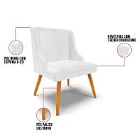 Kit 6 Cadeiras Estofadas Para Sala De Jantar Pés Palito Lia Sintético Premium Branco - Ibiza - 3