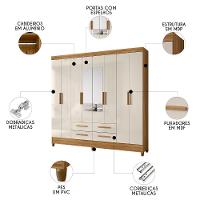 Guarda Roupa Casal 204cm Com Espelho Vitta Freijó/off Z17 - Mpozenato - 3