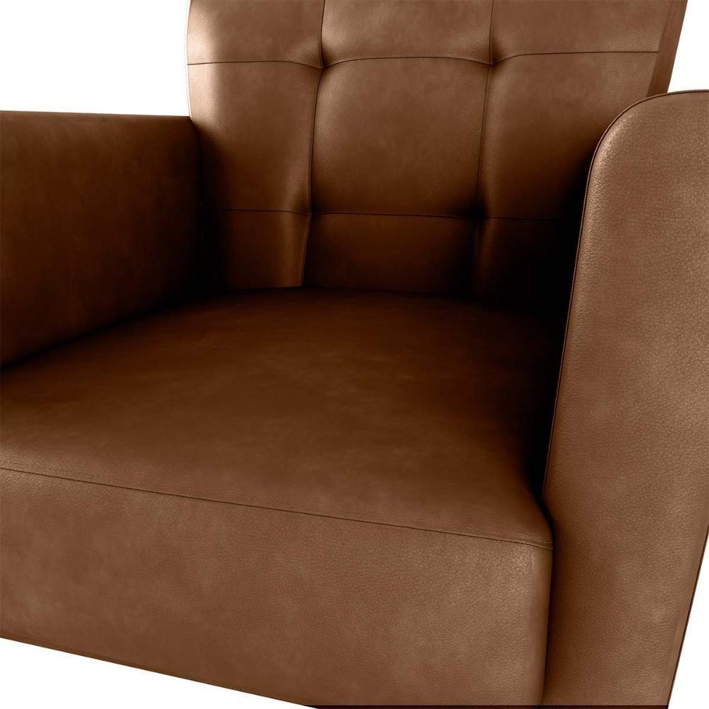 Poltrona Decorativa Confortável Pés Em Madeira Maciça Cancun Sintetico Rustico Whisky Matrix Sintetico Rustico Whisky - 3