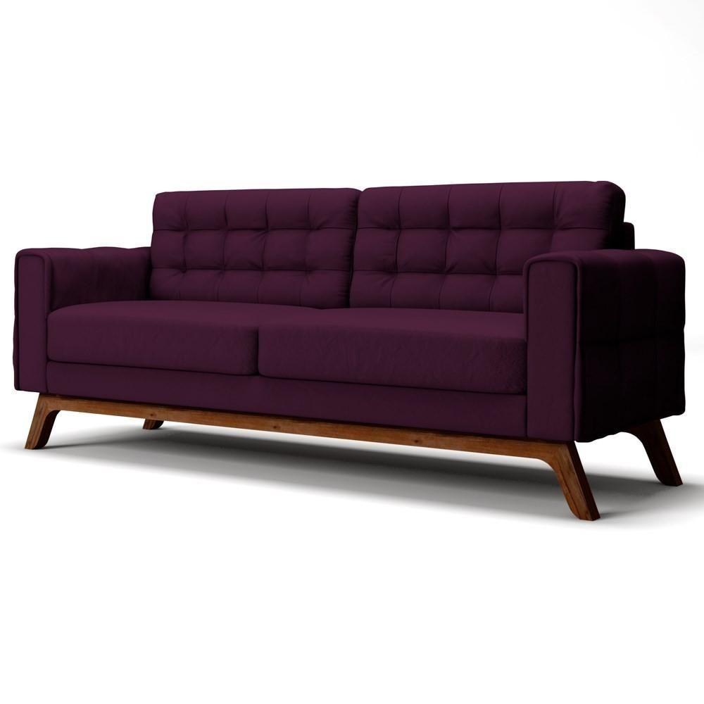Sofá 180 Cm 3 Lugares Sandero C-292 Veludo Uva - Domi - 1