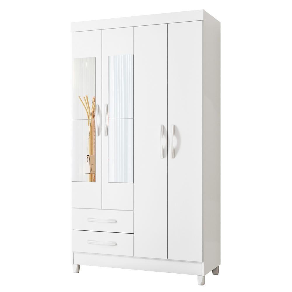 Guarda Roupa Solteiro 103cm Com Espelho Dony Flex A02 Branco - Mpozenato - 1