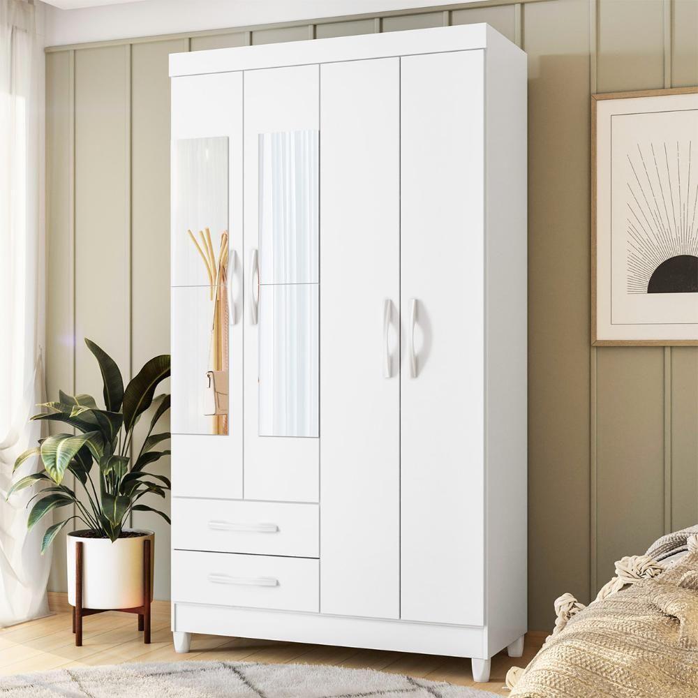 Guarda Roupa Solteiro 103cm Com Espelho Dony Flex A02 Branco - Mpozenato - 2
