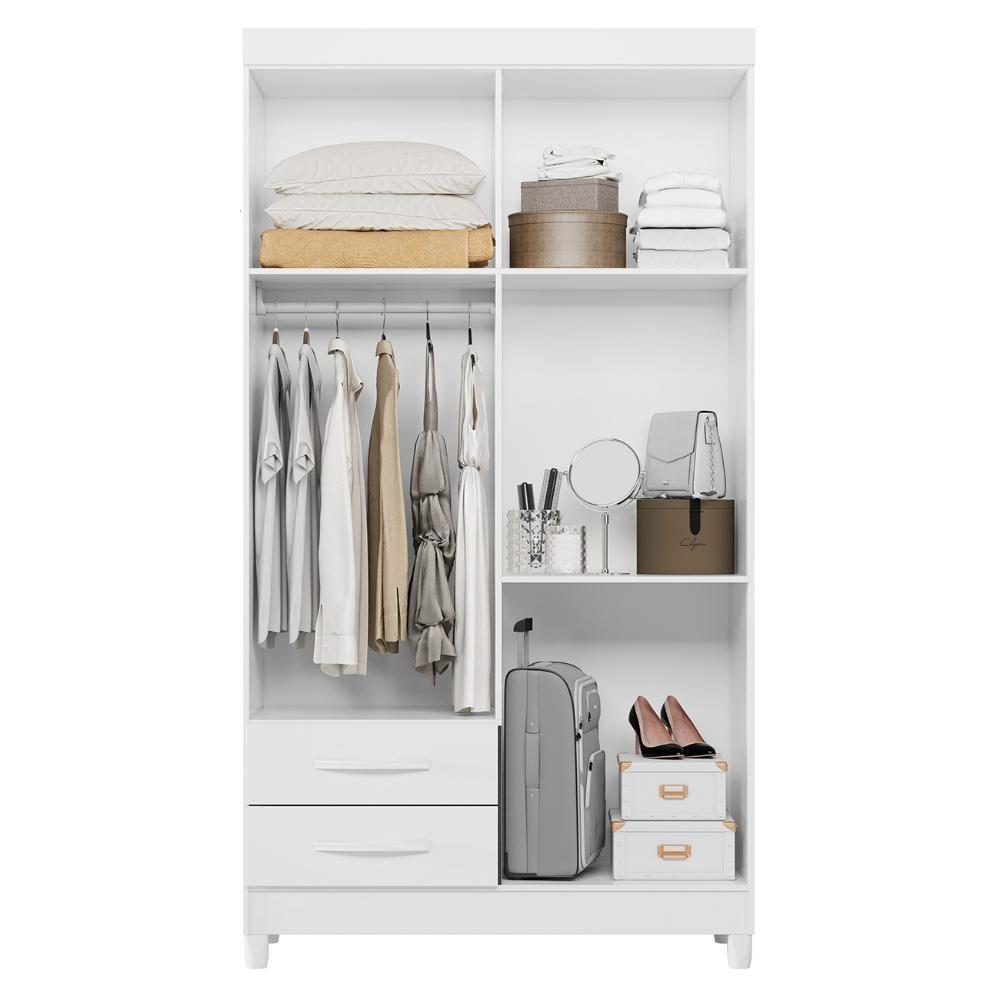 Guarda Roupa Solteiro 103cm Com Espelho Dony Flex A02 Branco - Mpozenato - 6