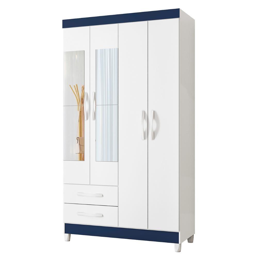 Guarda Roupa Solteiro 103cm Com Espelho Dony Flex A02 Branco - Mpozenato - 7